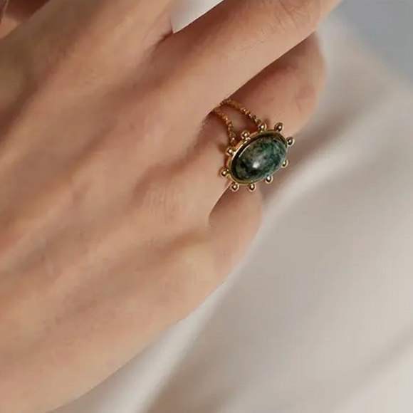 New 18K Gold Natural African Turquoise Ring - Picture 8 of 8